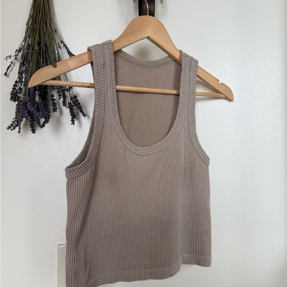 Women's Ribbed Tank Top - Taupe
